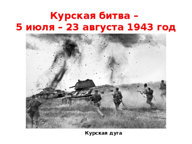 Курская битва –  5 июля – 23 августа 1943 год Курская дуга 