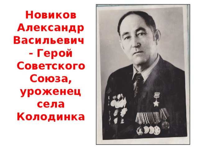 Новиков Александр Васильевич  - Герой Советского Союза, уроженец села Колодинка 