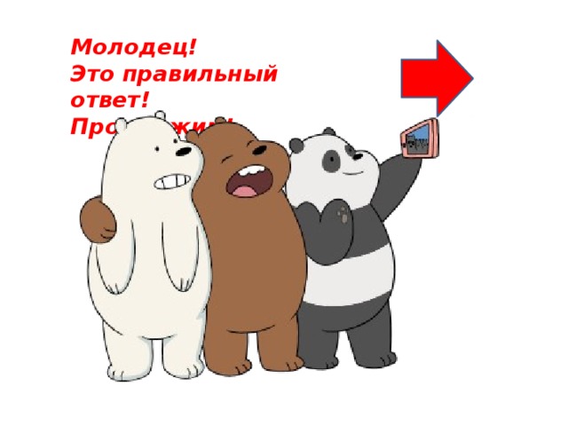 Молодец! Это правильный ответ! Продолжим!