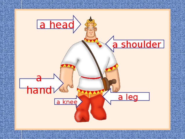 a head а shoulder а hand а leg а knee 