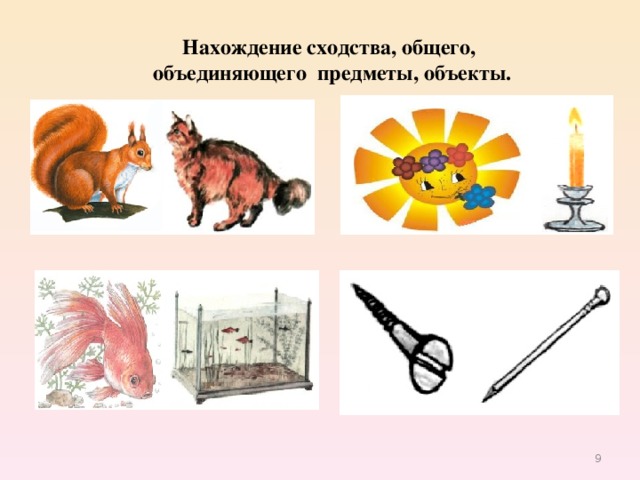 Подберите различные пары предметов и изображений которые вы можете предложить первоклассникам