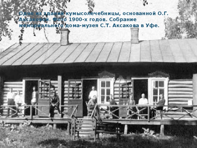 Одно из зданий кумысолечебницы, основанной О.Г. Аксаковой. Фото 1900-х годов. Собрание мемориального дома-музея С.Т. Аксакова в Уфе. 