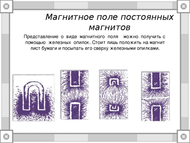 На рисунке изображена линия магнитного поля двух постоянных магнитов полученная
