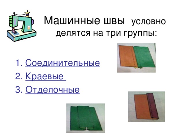 условно  делятся на три группы:  1.  Соединительные  2. Краевые  3. Отделочные 