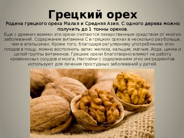 Презентация О пользе орехов