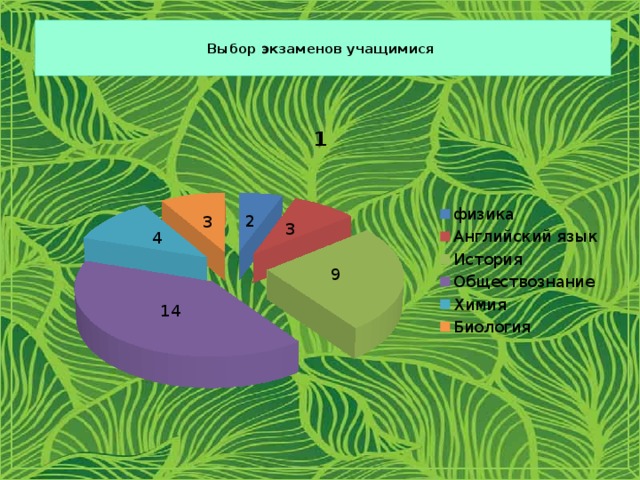  Выбор экзаменов учащимися   