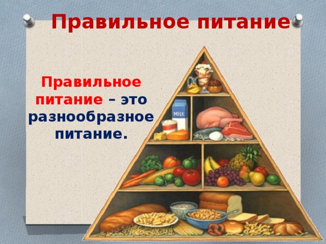 Правильное питание Правильное питание – это разнообразное питание. 