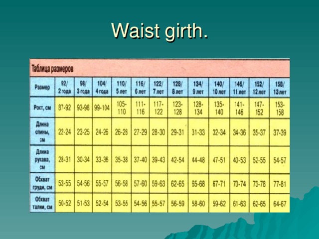 Waist girth. 