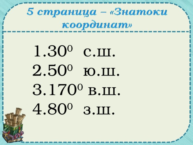 30 0 с.ш. 50 0 ю.ш. 170 0 в.ш. 80 0 з.ш.