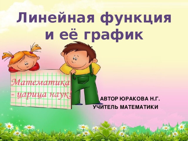 Линейная функция и её график АВТОР ЮРАКОВА Н.Г.  УЧИТЕЛЬ МАТЕМАТИКИ 