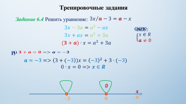 Тренировочные задания   Задание 6.4 Решить уравнение:   ООУ:         1)                    