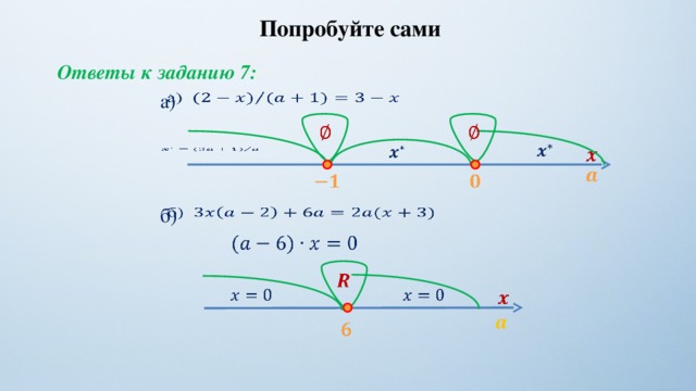 Попробуйте сами Ответы к заданию 7: а)                         б)                   