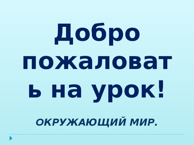 Добро пожаловать на урок! ОКРУЖАЮЩИЙ МИР.