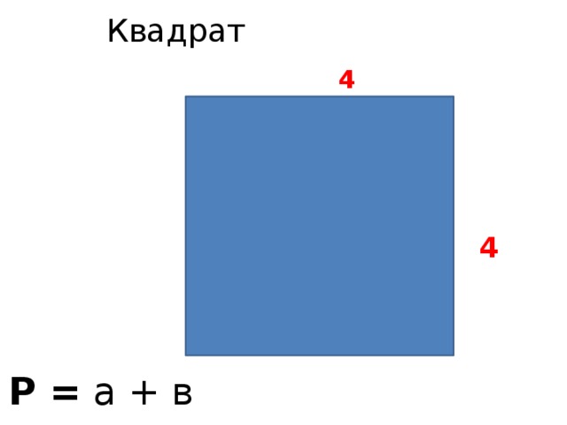 Квадрат 4 4 Р = а + в 