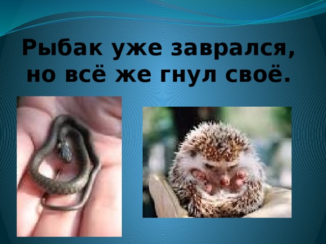 Рыбак уже заврался, но всё же гнул своё.