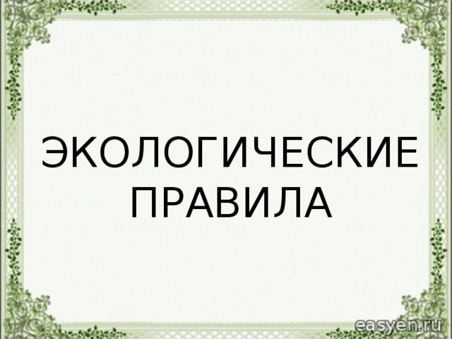 ЭКОЛОГИЧЕСКИЕ ПРАВИЛА