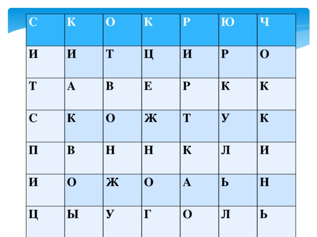 С К И Т И О К Т С А Р К В Ц П О И Е В И Ю Ц Р О Ж Н Р Ч Н Ы Ж Т О К   К О У У К   А Г   Л К О   Ь И Н   Л   Ь  