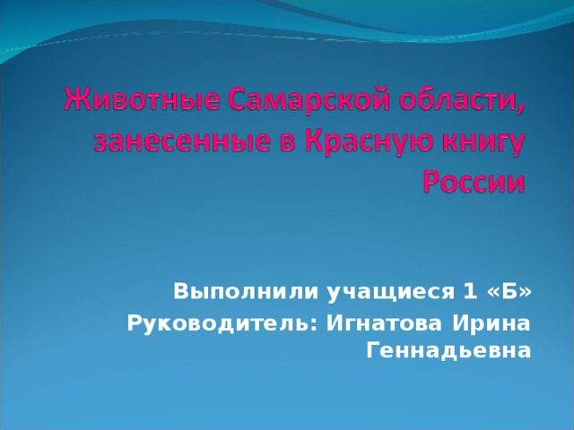 Выполнили учащиеся 1 «Б» Руководитель: Игнатова Ирина Геннадьевна 