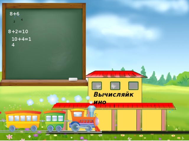 8+6 4 2 8+2=10 10+4=14 Вычисляйкино 