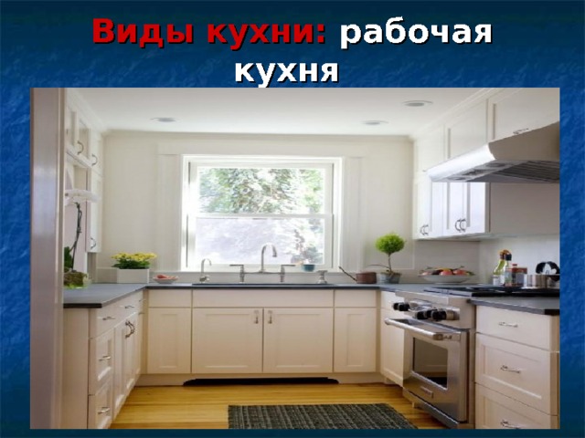 Виды кухни: рабочая кухня 