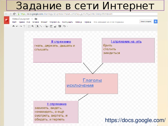 Задание в сети Интернет https://docs.google.com/ 