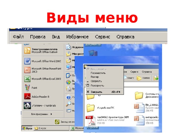 Виды меню