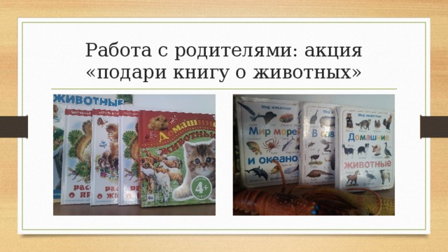 Работа с родителями: акция «подари книгу о животных» 