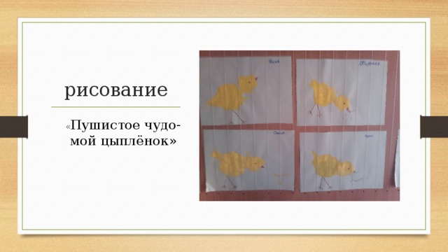 рисование « Пушистое чудо-мой цыплёнок» 
