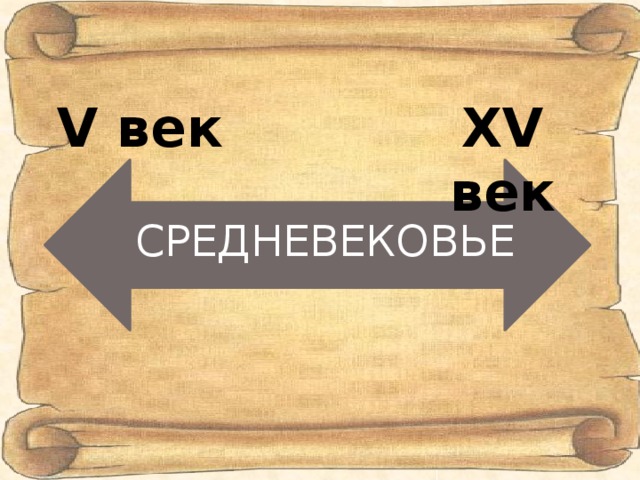 V век XV век СРЕДНЕВЕКОВЬЕ 
