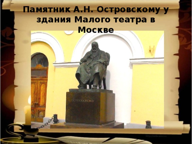 Памятник А.Н. Островскому у здания Малого театра в Москве