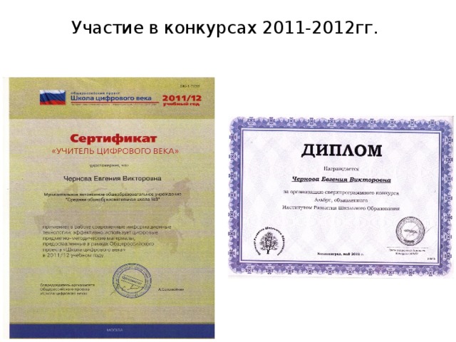 Участие в конкурсах 2011-2012гг. 