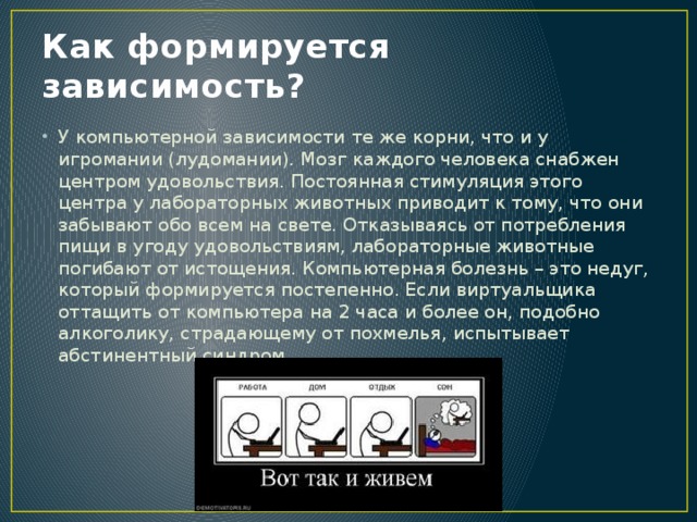 Как формируется зависимость?
