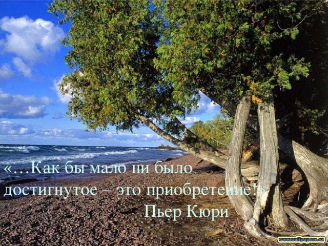 «…Как бы мало ни было достигнутое – это приобретение!»  Пьер Кюри   