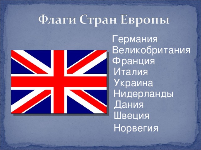 Германия Великобритания Франция Италия Украина Нидерланды Дания Швеция Норвегия