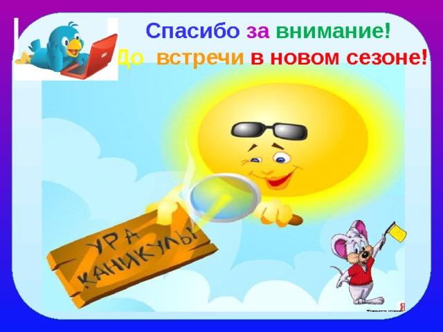 Спасибо за внимание!  До  встречи  в новом сезоне! 