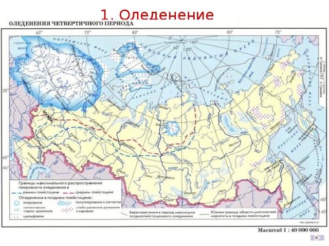 1. Оледенение 700 000 лет назад оледенели большая части Азии, Европы, Америки.  В Европе толщина льда достигала 2 км.  Ледник простирался от Британских островов до Урала. На Дальнем Востоке ледниковый покров либо вообще отсутствовал, либо был незначительным. В уссурийской тайге и сейчас растут представители древней доледниковой флоры – бархатное дерево и маньчжурский орех, дикий виноград и лимонник, аралия и женьшень. Женьшень. Фото В.Е. Трепцова . Задание:  1) приведи доказательство того, что на Дальнем Востоке ледниковый покров либо вообще отсутствовал, либо был незначительным; 2) подумай, что могло способствовать раннему появлению человека на юге Дальнего Востока России?
