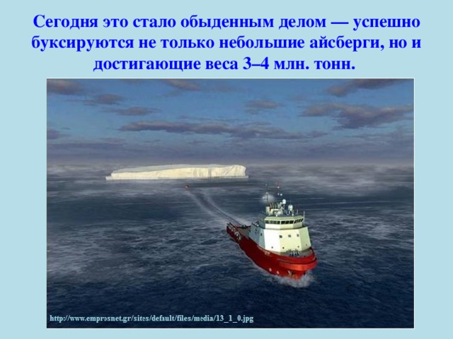 Информация о проектах по использованию айсбергов для снабжения населения водой