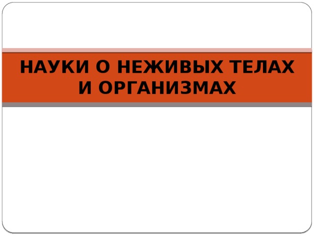 НАУКИ О НЕЖИВЫХ ТЕЛАХ И ОРГАНИЗМАХ 