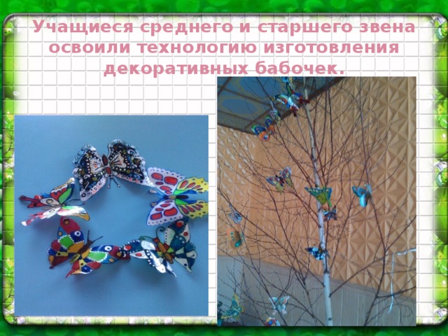 Учащиеся среднего и старшего звена освоили технологию изготовления декоративных бабочек.