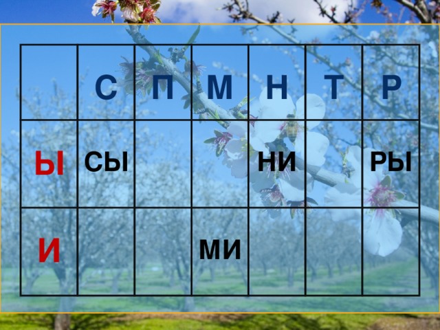 С Ы СЫ И П М Н НИ Т МИ  Р РЫ 