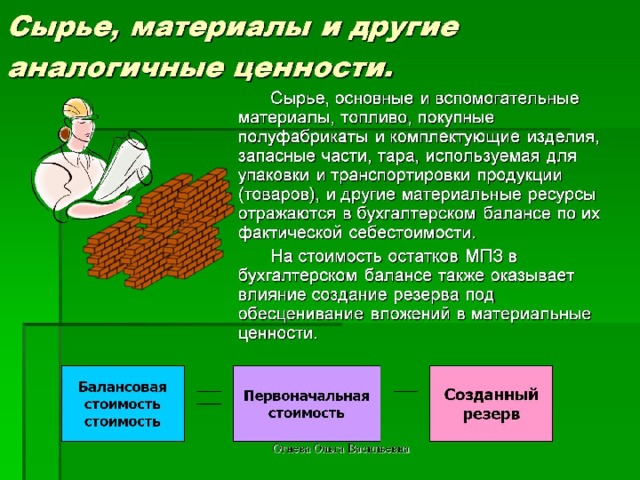 Сырье, материалы и другие аналогичные ценности.  