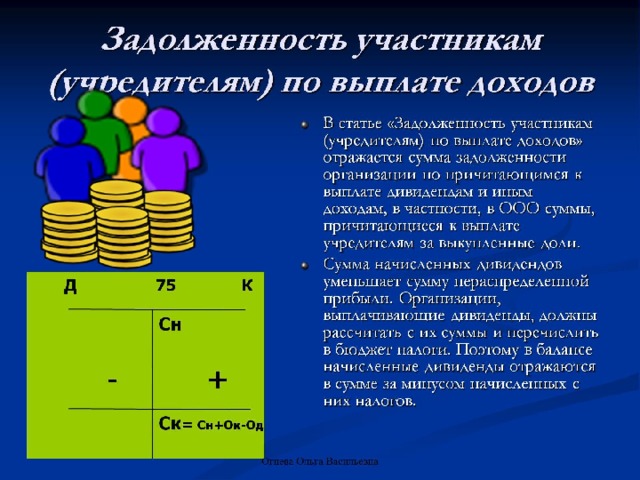 Задолженность участникам (учредителям) по выплате доходов 