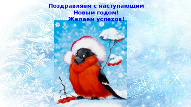 Поздравляем с наступающим Новым годом! Желаем успехов! 