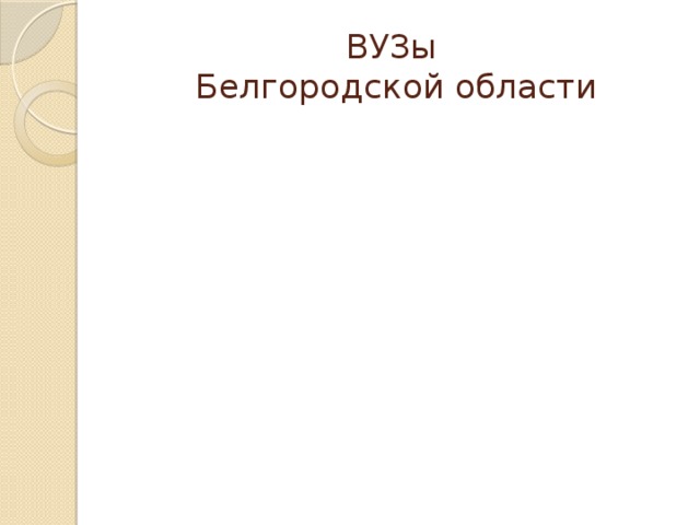 ВУЗы  Белгородской области 