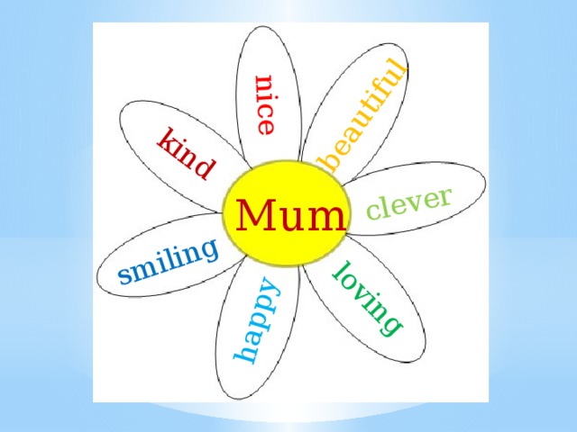 kind nice beautiful clever loving happy smiling Mum 