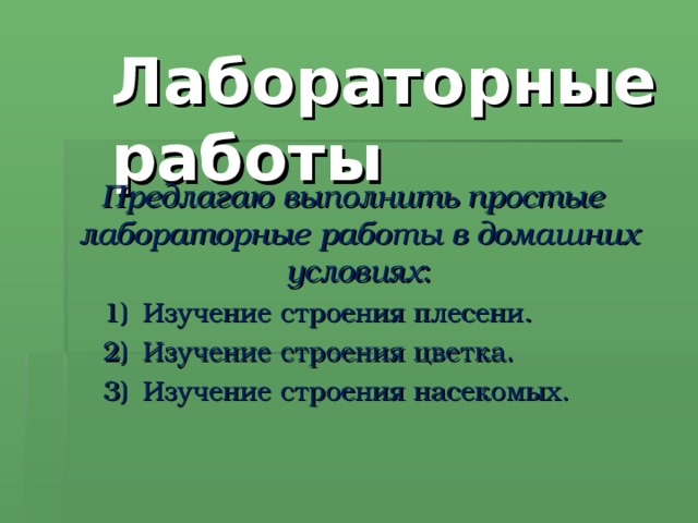 Лабораторные работы  Предлагаю выполнить простые лабораторные работы в домашних условиях :