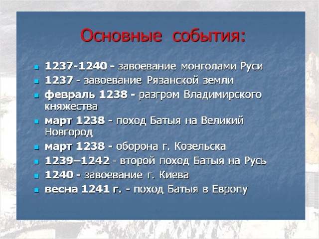 Реферат: Начало татаро-монгольского нашествия на Русь