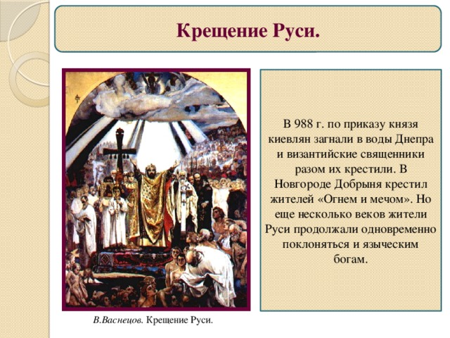 Технологическая карта урока крещение руси